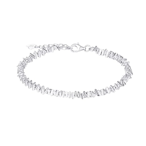 Minimalist S925 sterling silver nugget chain bracelet with heart charm and lobster clasp