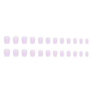 Unghie finte ballerina corte lavanda con punte francesi bianche, set professionale 24pz.