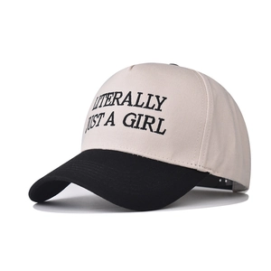 Literally Just A Girl Embroidered Baseball Cap Cotton Adjustable Two Tone Contrast Color Hat Streetwear For Women