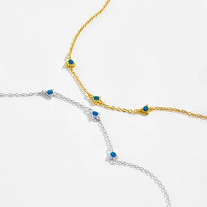 Elegant S925 sterling silver bracelets featuring triangle blue zircons in gold and silver