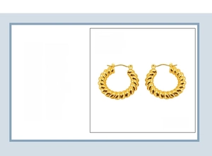 Detailed view of 18K gold plated stainless steel croissant hoop earrings showing dimensions