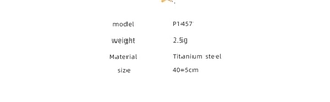 Specifications chart for star tassel necklace featuring titanium steel material and 40+5cm size