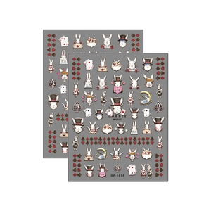 Embossed Rabbit Magic cartoon nail stickers DP-107F with poker Alice themes