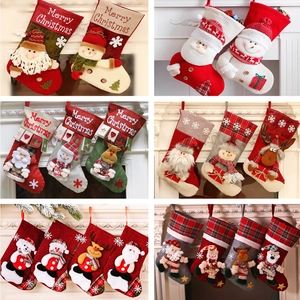 Weihnachtsstrümpfe 3D Weihnachtsmann Schneemann Rentier Cartoon Geschenk Süßigkeitentasche Christbaumschmuck