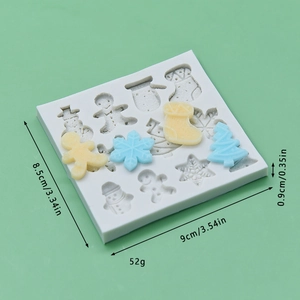Christmas silicone mold with snowman and gingerbread motifs for DIY cake baking and crafts