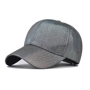 Women Fashion PU Leather Glitter Sequins Baseball Cap Metallic Gradient Color Rhinestone Sun Hat Adjustable Outdoor Streetwear Headwear