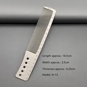 Detail of professional hair comb with 1-18cm scale and non-slip handle holes