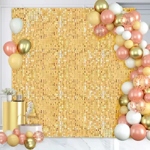 Golden shimmer wall backdrop 30x30cm with square sequins for party wedding decoration