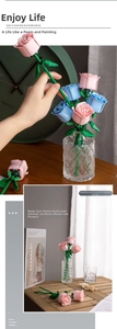 Detail of rose building blocks set as a floral bouquet arrangement for home decor