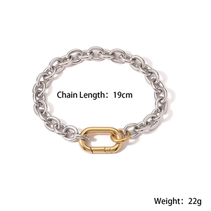 Two-tone 18K gold plated stainless steel chain bracelet with silver and gold links