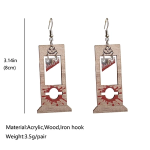 Boucles d'oreilles guillotine Halloween avec taches de sang sur bois et acrylique