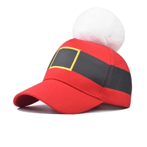 Christmas Baseball Cap Cotton With Faux Fur Pom Pom Santa Claus Belt Design Adjustable Festival Party Outdoor Hat