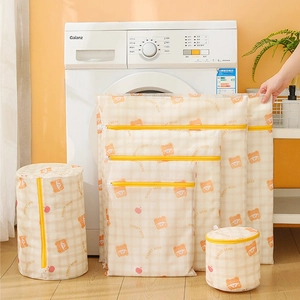 Cartoon Print Laundry Wash Bags Polyester Mesh Protective Zippered Reusable Garment Bag For Washing Machine Home