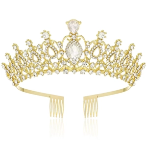 Bridal Crown Tiara Alloy Rhinestone Crystal Headband With Side Combs For Wedding Pageant Prom Women Princess Accessory