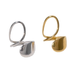 Minimalist irregular open ring in gold and silver finish with teardrop design