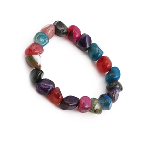 Handmade colorful irregular agate bead bracelet with natural ice crack patterns