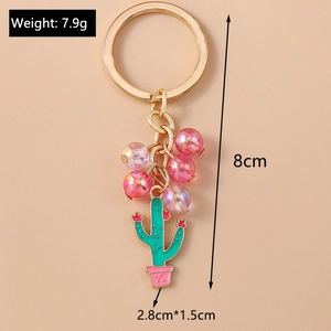 Detailed size specifications for the cactus keychain with weight 7.9g and 8cm length