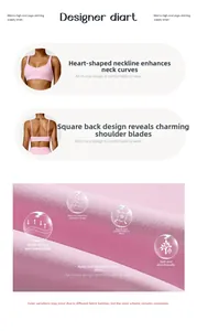 Vue détaillée du soutien-gorge de sport rose avec décolleté en cœur et dos ouvert