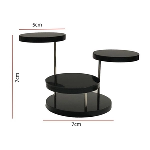 Black acrylic 3-tier round jewelry display stand for rings and small accessories