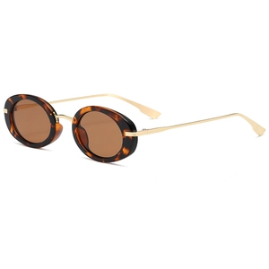 Y2K vintage oval sunglasses with tortoiseshell frame and golden metal temples