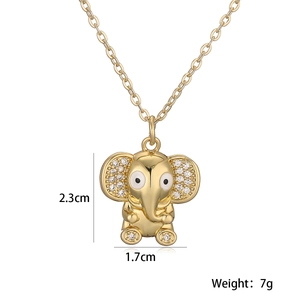 Detailed view of gold elephant pendant with 2.3cm height, 1.7cm width and 7g weight