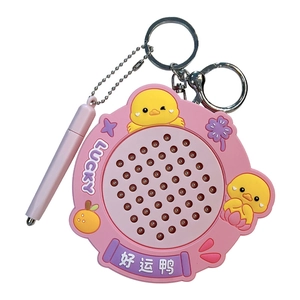 Creative Lucky Duck pink magnetic bead drawing board keychain for fun and stress relief