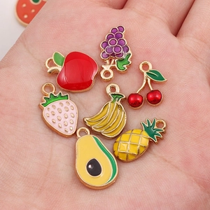 DIY colorful enamel fruit charms set in alloy for handmade necklaces and bracelets