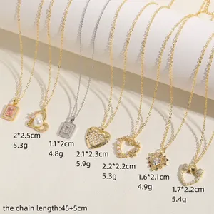 Heart pearl zircon pendant necklace set with precise size and weight measurements