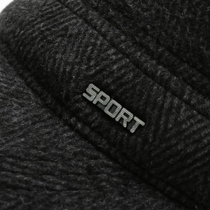 Winter thermal earflap hat for men featuring thick fleece and a Sport badge detail