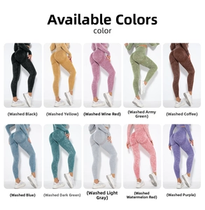 Detailed color chart of seamless scrunch butt yoga leggings in ten washed shades