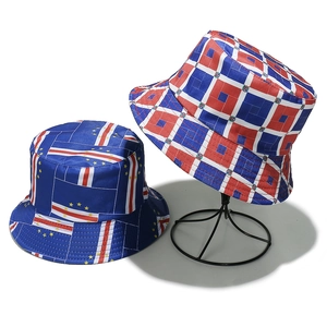 Unisex bucket hat featuring Cape Verde and Dominican Republic flag prints for summer sun protection