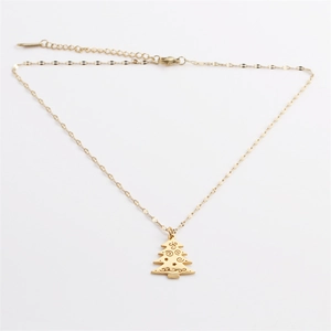 Collier en acier inoxydable doré avec pendentif sapin de Noël et chaîne ajustable