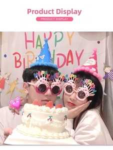 Pink cupcake birthday sunglasses and polka dot party hats set for celebration photos