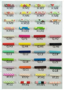 Grid layout showing multiple colorful bamboo pattern paper straw styles and model codes