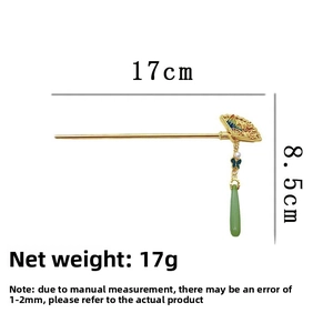 Detailed size view of traditional Chinese hair stick with tassel and butterfly charm