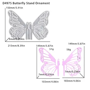 Detailansicht der 3D Schmetterling Harzform mit Maßen für DIY Handwerk Montage