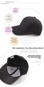 Detail view of black baseball cap with classic six-panel stitching and inner sweatband
