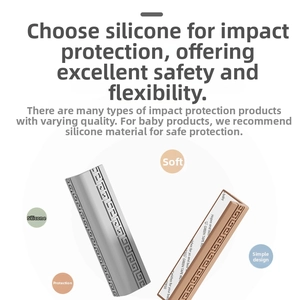 Dettagli paraspigoli in silicone grigio e marrone con motivo e nastro adesivo resistente