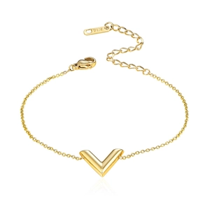 Titanium Steel Bracelet V Shape Pendant 18K Rose Gold Plated Minimalist Elegant Hand Jewelry For Women