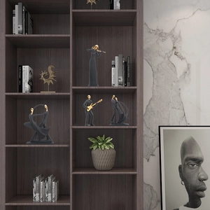 Modern Nordic abstract resin musical and dance figurines in gold and grey for home decor