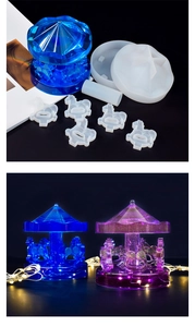 DIY carousel silicone mold kit with LED lights for resin art crafts and table decorations