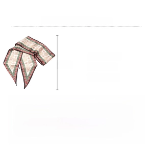 Detailed size and material specification sheet for the printed silk scarf necklace