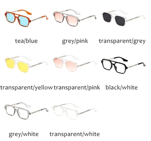 Matrix view showing eight color variants of vintage double-bridge aviator sunglasses