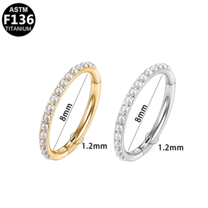 ASTM F136 titanium earring with pearl in 8mm inner diameter and 1.2mm thickness