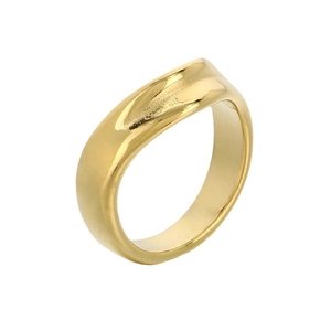 Anello minimalista in acciaio inossidabile placcato oro 18k con design a onde