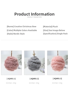 Detail view of 6cm pink felt ball Christmas tree ornaments in Nordic plush style