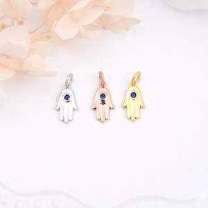 Hamsa Hand Böser Blick Anhänger Kupfer Zirkon DIY Schmuckzubehör Für Halskette Armband Herstellung Böhmischer Stil Frauen