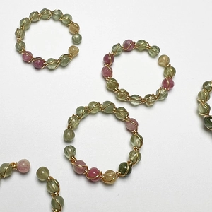 Handmade 14K gold filled wire wrapped colorful tourmaline gemstone rings for women