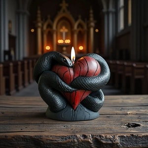 Snake wrapping a red heart candle silicone mold DIY gothic craft with realistic textures