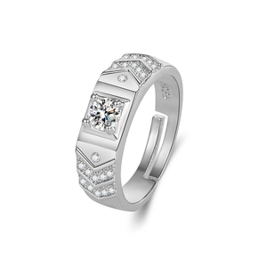 Classic silver S925 crown ring for couples featuring a large round cubic zirconia stone